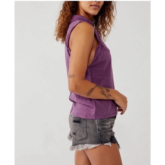 Free People Xena Tank In Boysenberry Purple NWT Loose Turtleneck Medium - Picture 1 of 16